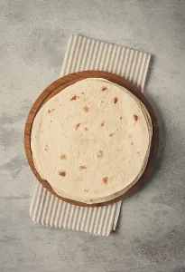 Mexican Tortillas Prints: A stack of Mexican tortillas, on a gray table