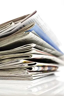 Studio Shot Of Papers Prints: Stack of newspapers