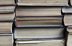 Old Books Prints: Stack of old worn books