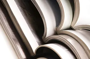 Environmental Awareness Photo Prints: Stack of open magazines