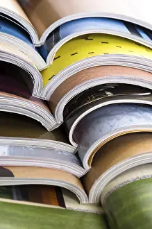 Environmental Awareness Photo Prints: Stack of open magazines