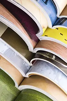 Environmental Awareness Photo Prints: Stack of open magazines