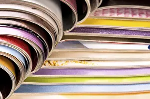 Poland Magazine Stack Prints: Stack of open magazines, poland