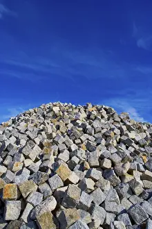 Deserted Construction Site Europe Prints: Stack of paving stones, Upper Austria, Austria