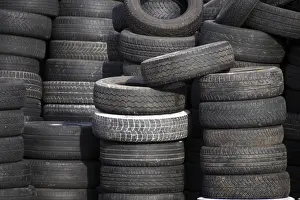 Plastic Waste Disposal Prints: Stack of used tyres