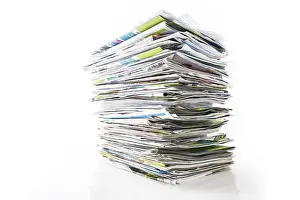 Waste Separation Techniques Prints: Stack of waste paper, old magazines