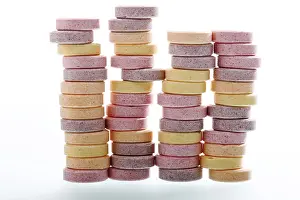Colourful Food Photography Prints: Stacks of multicoloured grape sugars