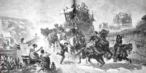 Deserted Spanish Road Prints: Stagecoach in Spain full speed