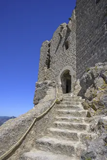 Cathar Castle Queribus Prints: Staircase to the Cathar castle of Queribus