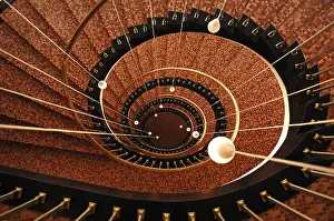 Spiral Staircase Interior Prints: Staircase from the top down, from the 1950s