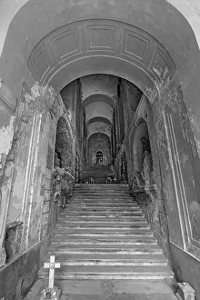 Liguria Travel Photography Prints: Staircase to the upper burial level