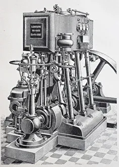 Standing Compound Steam Engine Print, 1880