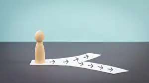 Symbolic Picture Of Direction Prints: Standing on a junction, choosing a direction