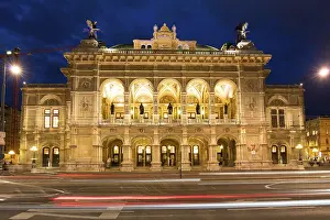 Prints of State Opera, night shot, Vienna, Austria Opera Prints: State Opera Night Shot Print, Vienna, Austria