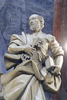 Deserted Church Interior Prints: Statue of apostle Saint Peter