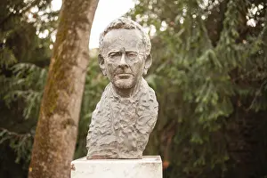 Prints of Statue, bust of Peter Rosegger, Styrian poet, Leoben, Styria, Austria Sculpture Prints: Statue, bust of Peter Rosegger Print, Leoben, Austria