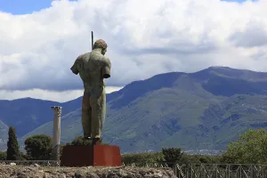 Prints of Statue of Daedalus (by Mitoraj), Daidalos, figure in Greek mythology, Pompeii, ancient city in Campania on the Gulf of Naples, buried during the eruption of Mount Vesuvius in 79 AD, Italy Daedalus Prints: Statue of Daedalus Print, Pompeii, Italy