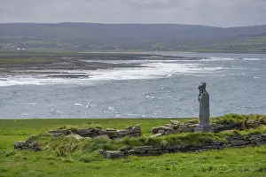 European Statues Prints: Statue at Downpatrick Head, Lackan