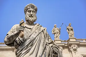 Roman Civilization Antiquity Prints: Statue of St. Peter in front of St