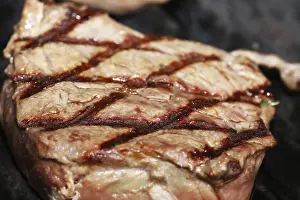 Barbecue Meal Ideas Prints: Steak on the grill with diamond pattern
