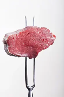 Meat Dish Images Prints: Steak on a meat fork