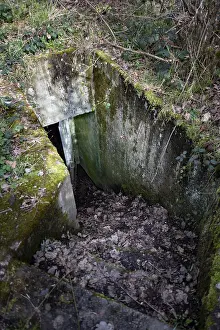 Second World War Bunker Prints: Steps down into the Cheneux bunker