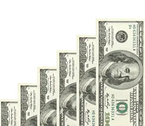 White Background Money Prints: Steps made of dollars on white background