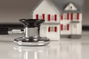 Medical Model House Prints: Stethoscope and model house