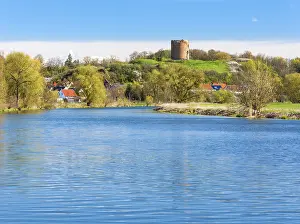East Germany Tourist Attraction Prints: Stolpe Castle over the Oder, landscape in the Oder Valley