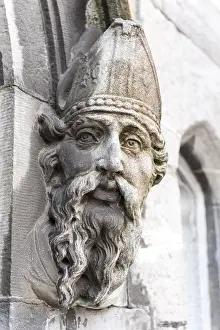 Religious Figure Europe Prints: Stone head, bust, Saint Patrick