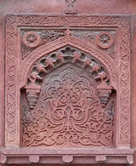 Historic Indian Architecture Prints: Stone pattern on a temple wall in Red Fort