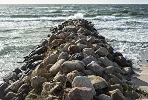 Baltic Sea Coast Protection Prints: Stone pier as protection against beach erosion in Loderup