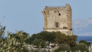 Zingaro National Park Prints: Stone square tower, close, Zingaro