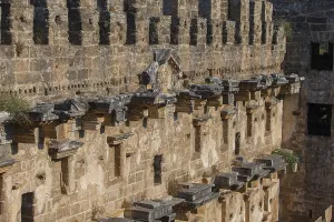 Western Asia Historic Landmark Prints: Part of the stone wall of the ancient amphitheater with architectural elements