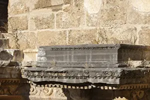 Western Asia Heritage Site Prints: Part of the stone wall of the ancient amphitheater with architectural elements