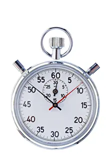 Plain Background Photo Prints: A stopwatch in front of a white background