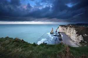 Western Europe Coastal Area Prints: Storm over cliffs in Atlantic ocean