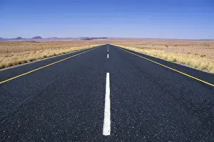 Namibia Desert Road Prints: Straight Road in Namibia