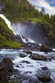 Waterfall In The Countryside Prints: Stream with waterfall