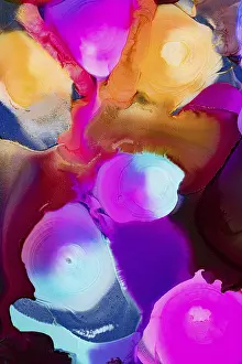 Textured Background Design Prints: A striking abstract composition featuring vibrant splashes of ink in pink