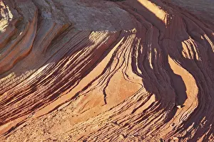 Atmospheric Evening Light Photography Prints: Striped cliffs of red sandstone