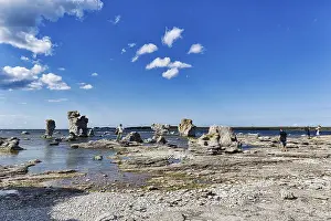 Baltic Sea Coastline Photography Prints: Strollers on the stone beach with Raukar