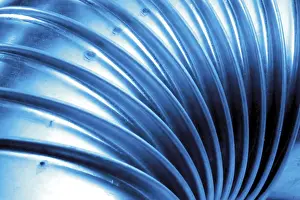 Blue Background Studio Photography Prints: Structure of a blue pipe