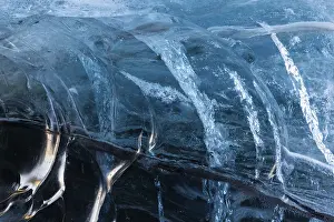 Skaftafell National Park Scenery Prints: Structures in glacial ice, ice cave
