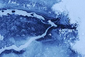 Winter Nature Scene Prints: Structures in an iced up course of a stream
