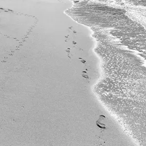 Deserted Beach Structures Prints: Structures in the sand, footprints