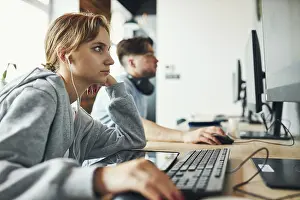 Back To School Prints: Students learning in computer classroom