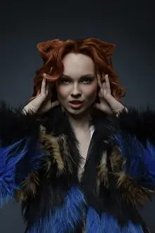 Fur Coat Fashion Prints: In a studio filled with soft lighting