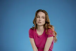Blue Background Model Prints: In a studio setting