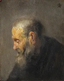 Prints of Study of an Old Man in Profile, artwork by Rembrandt Harmenszoon van Rijn (born 15 July 1606 in Leiden, died 4 October 1669 in Amsterdam), known by his first name Rembrandt Rembrandt Van Prints: Rembrandt - Study of an Old Man in Profile Print